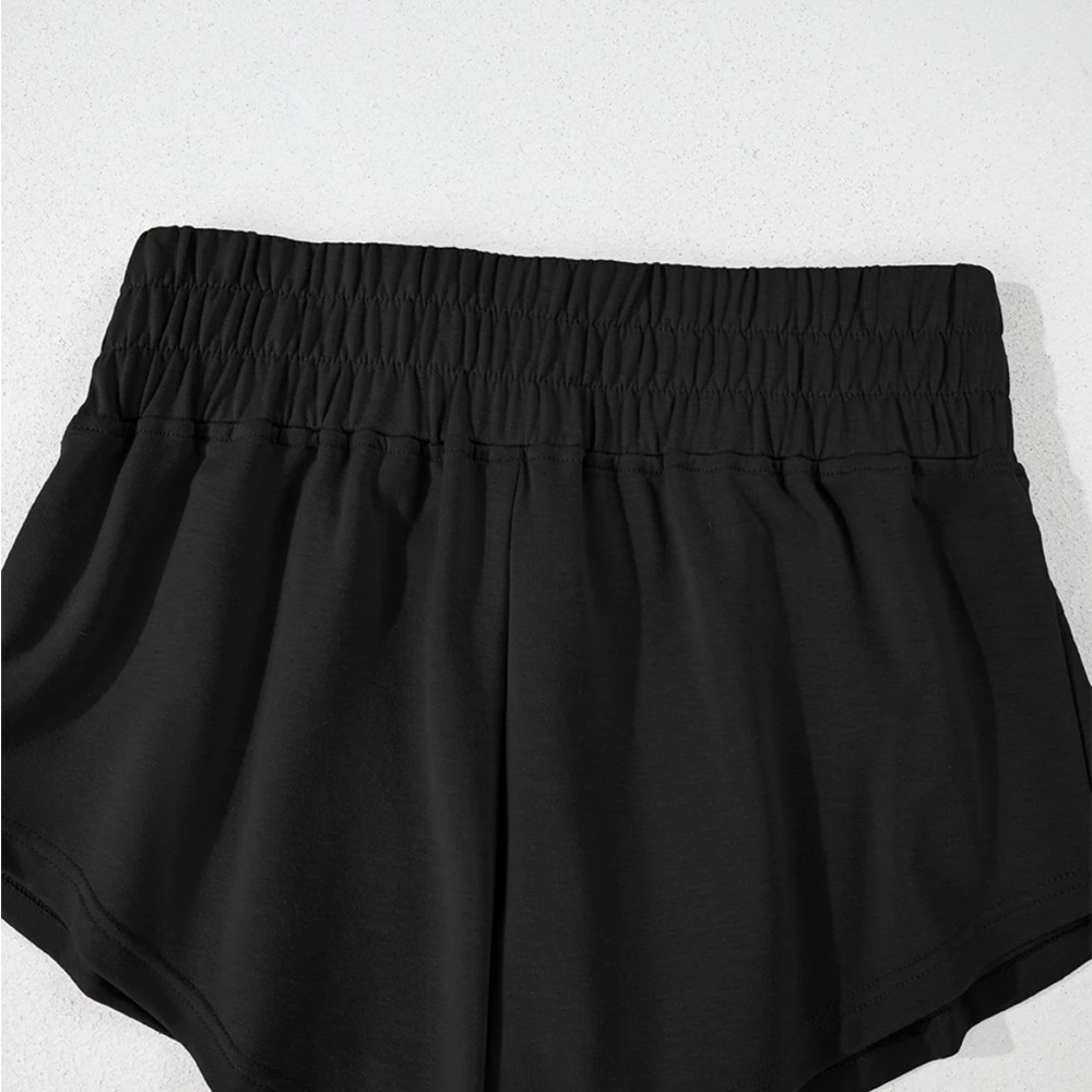 Black Two-Piece Short Sleeve Cropped Top and High Waisted Skort Matching Set - Picture 6 of 6
